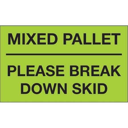 Bondad 3 x 5 in. - Mixed Pallet - Please Break Down Skid Fluorescent Green Labels - Roll of 500 BO3349125